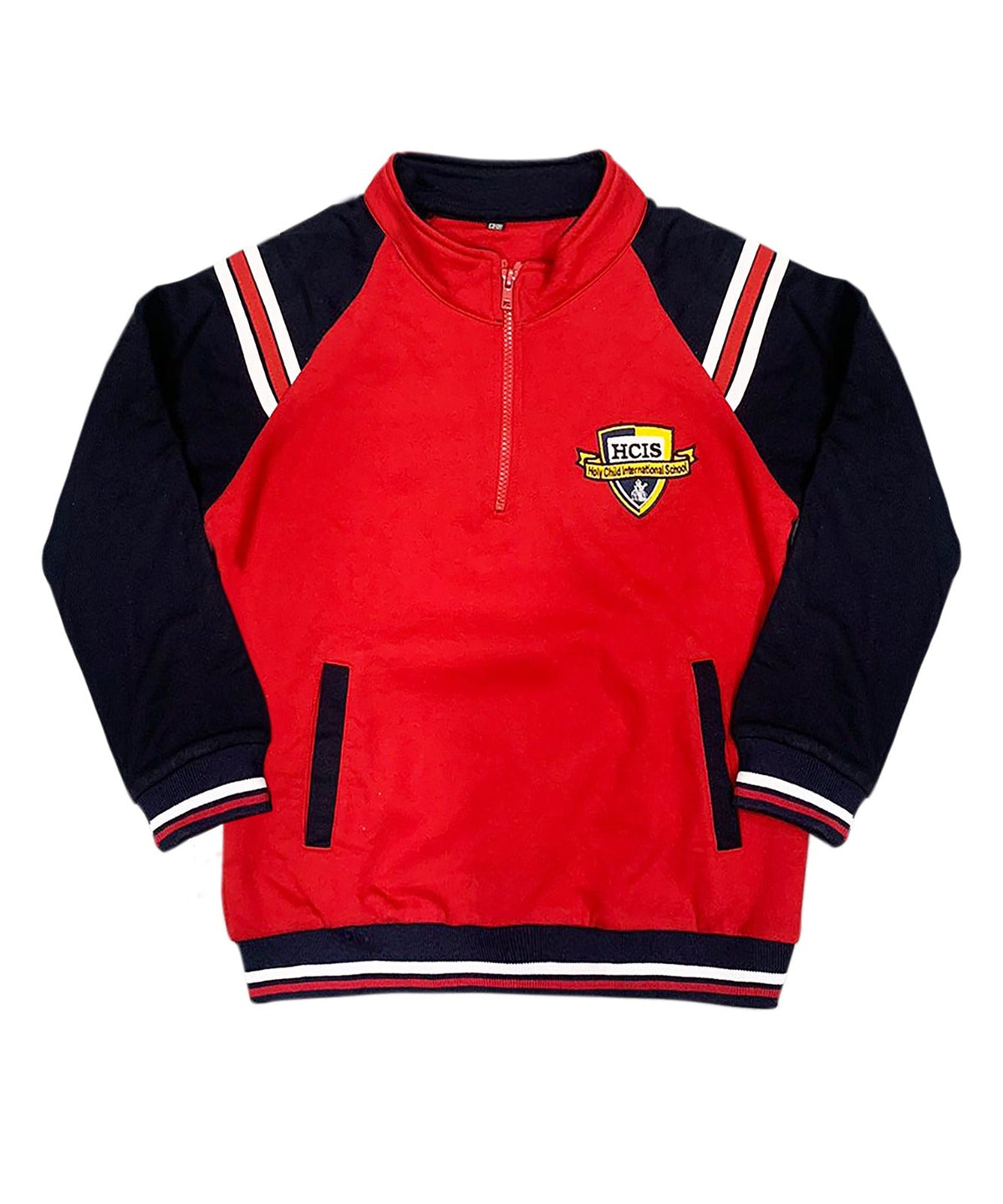 Holy Child International School Winter Uniform Track Top Red Black