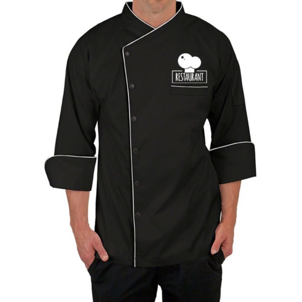 Black Personalized 3/4 Length Sleeve Chef Coat