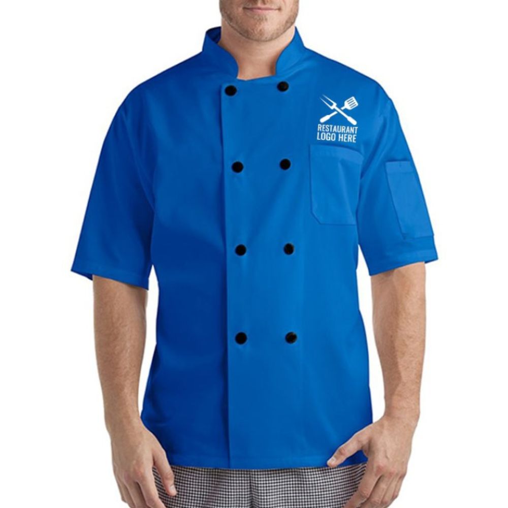 Blue Comfort Fit Short Sleeve Chef Coats