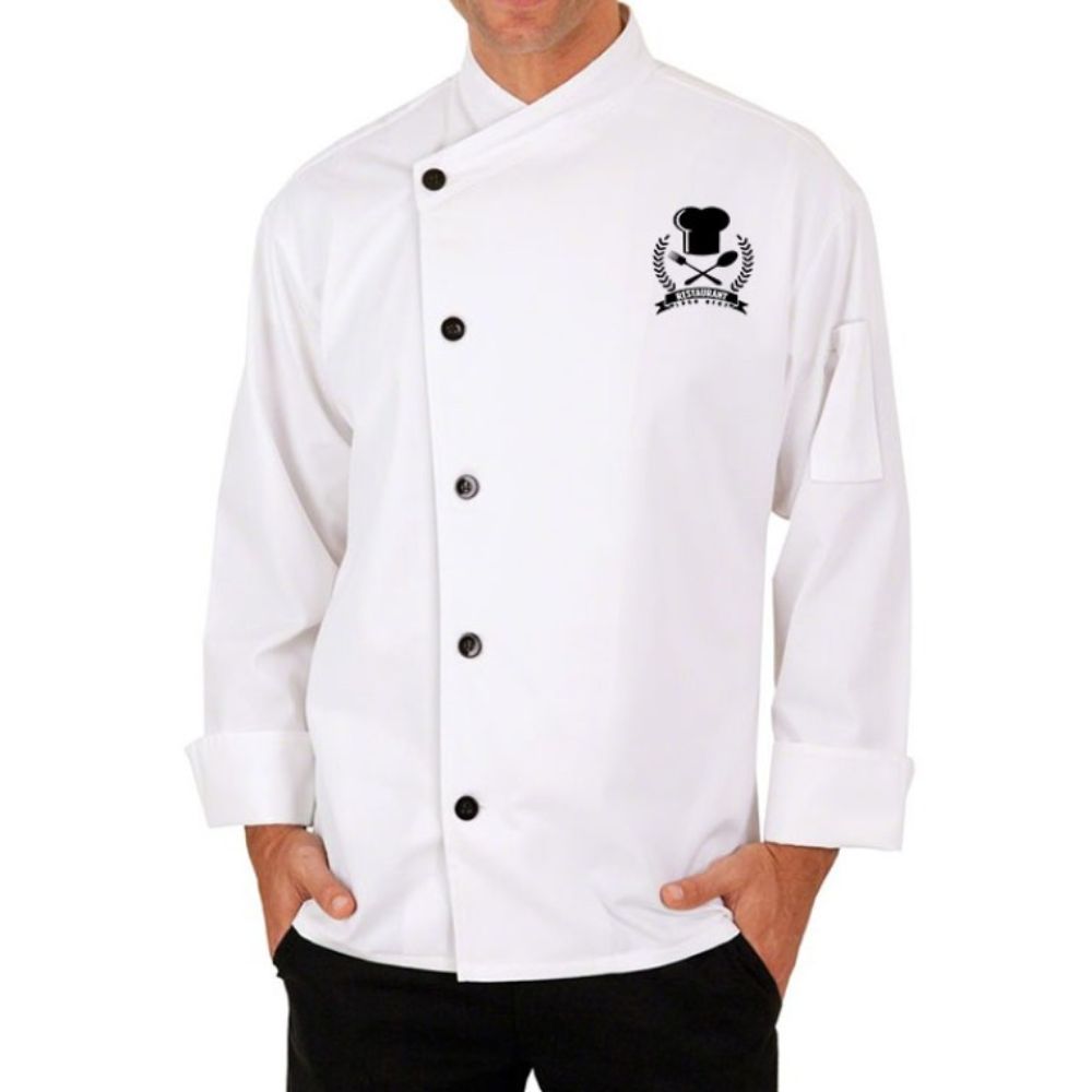 White Designer Cross Collar Chef Coat
