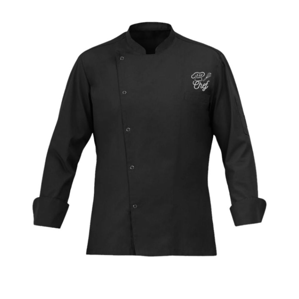 Black Personalized Chef Coat With Snap Button