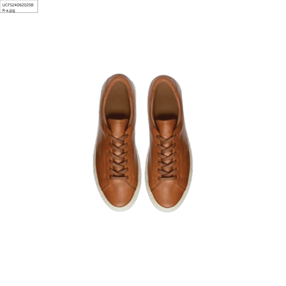 Tan Leather Low-Top Formal Sneakers