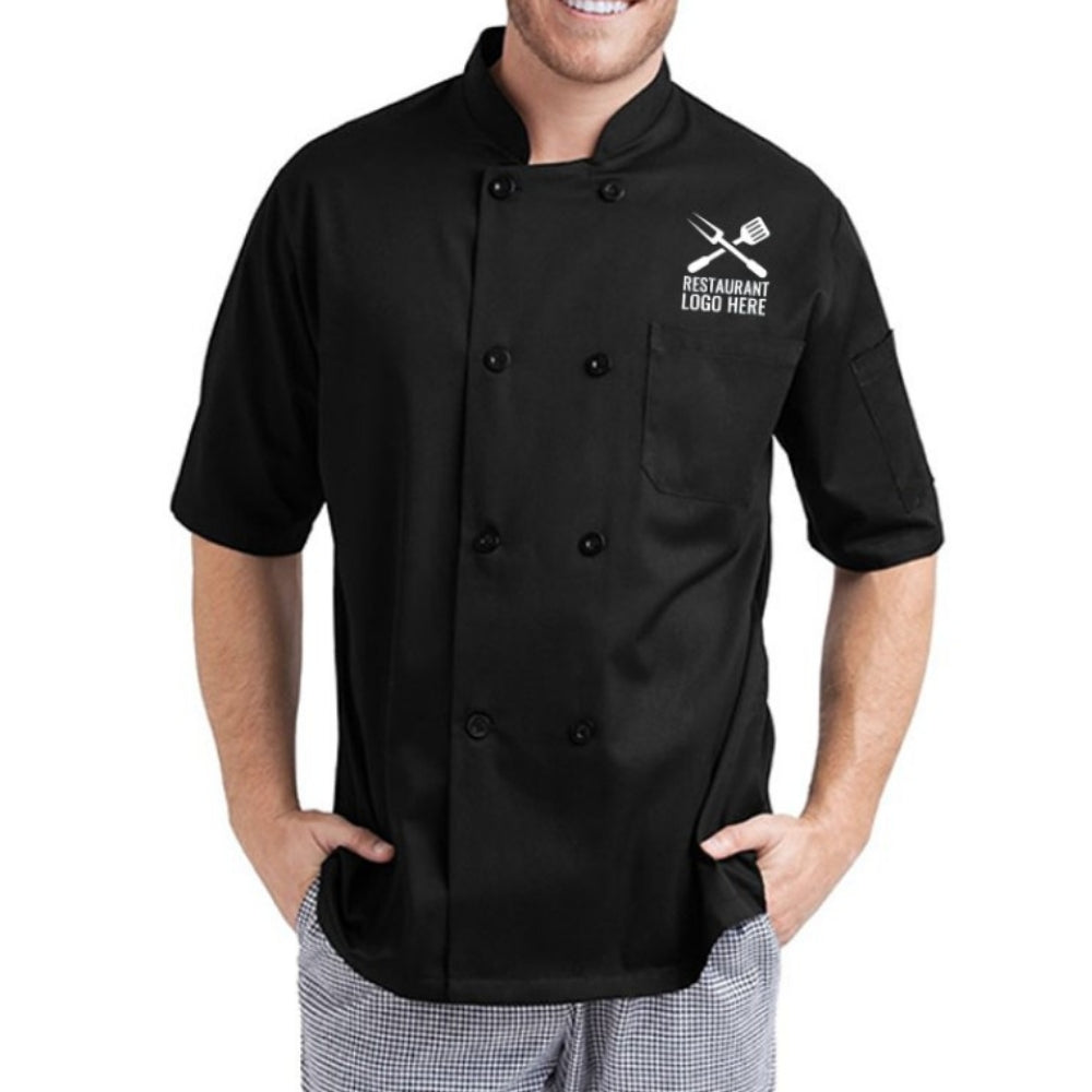 Comfort Fit Short Sleeve Chef Coat Black
