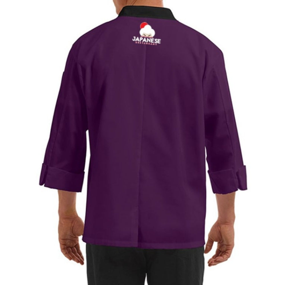 Traditional 3/4 Length Sleeve Chef Coat Purple