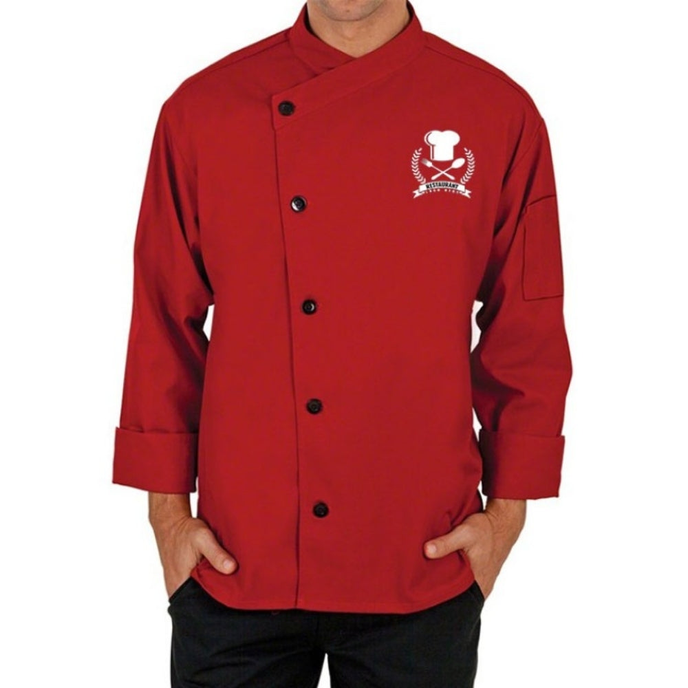 Designer Cross Collar Red Chef Coat